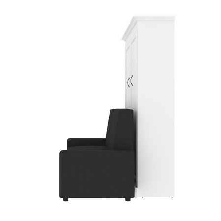 Bestar Versatile 73W Full Murphy Bed and a Sofa, White 40720-000017